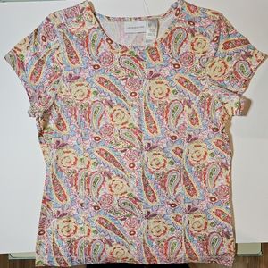 NWT Liz Claiborne Paisley and Floral Summer-colored Tee - Size L